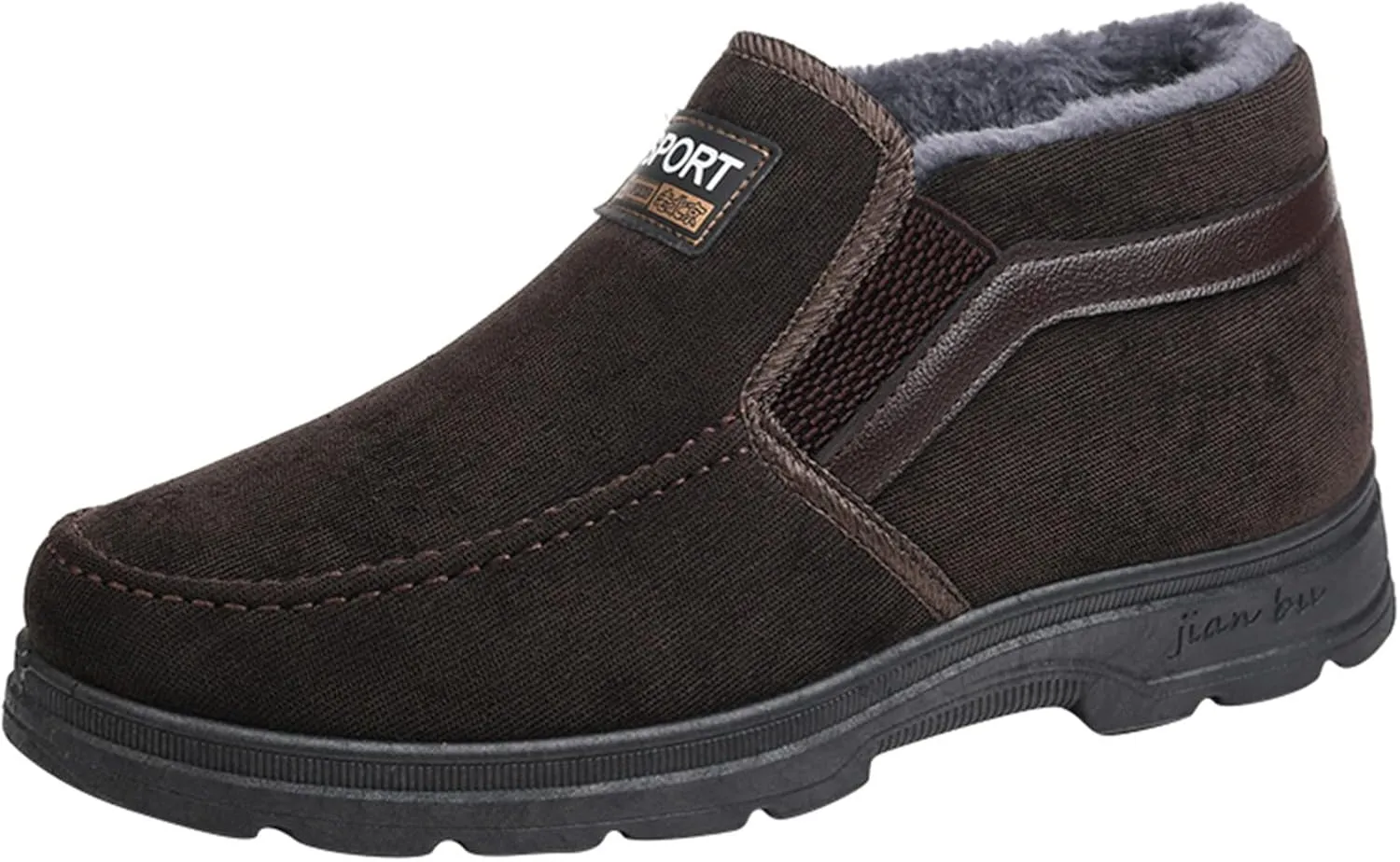 Men's Winter Thickened Solid Color Slip On Flat Bottomed Hiking Leisure Warm Snow Boots Shoes Snow Shoes Size 12