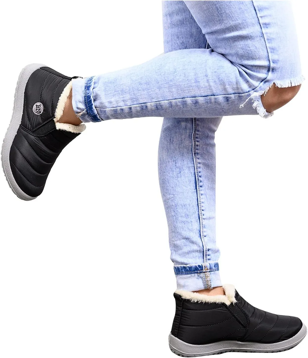 Mid Calf Winter Boots for Women Waterproof with Zipper Size 9.5 Wide Women's Winter Waterproof Fur Lined Frosty Snow Boots Snow Boots Women Winter Snow Boots Botas Para La Nieve