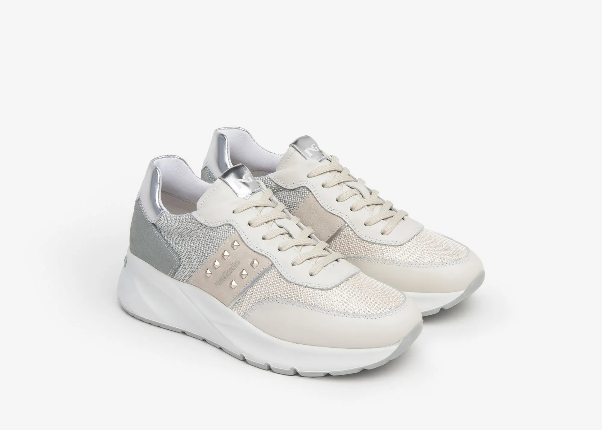 NeroGiardini White and Green Trainer|E409852D71