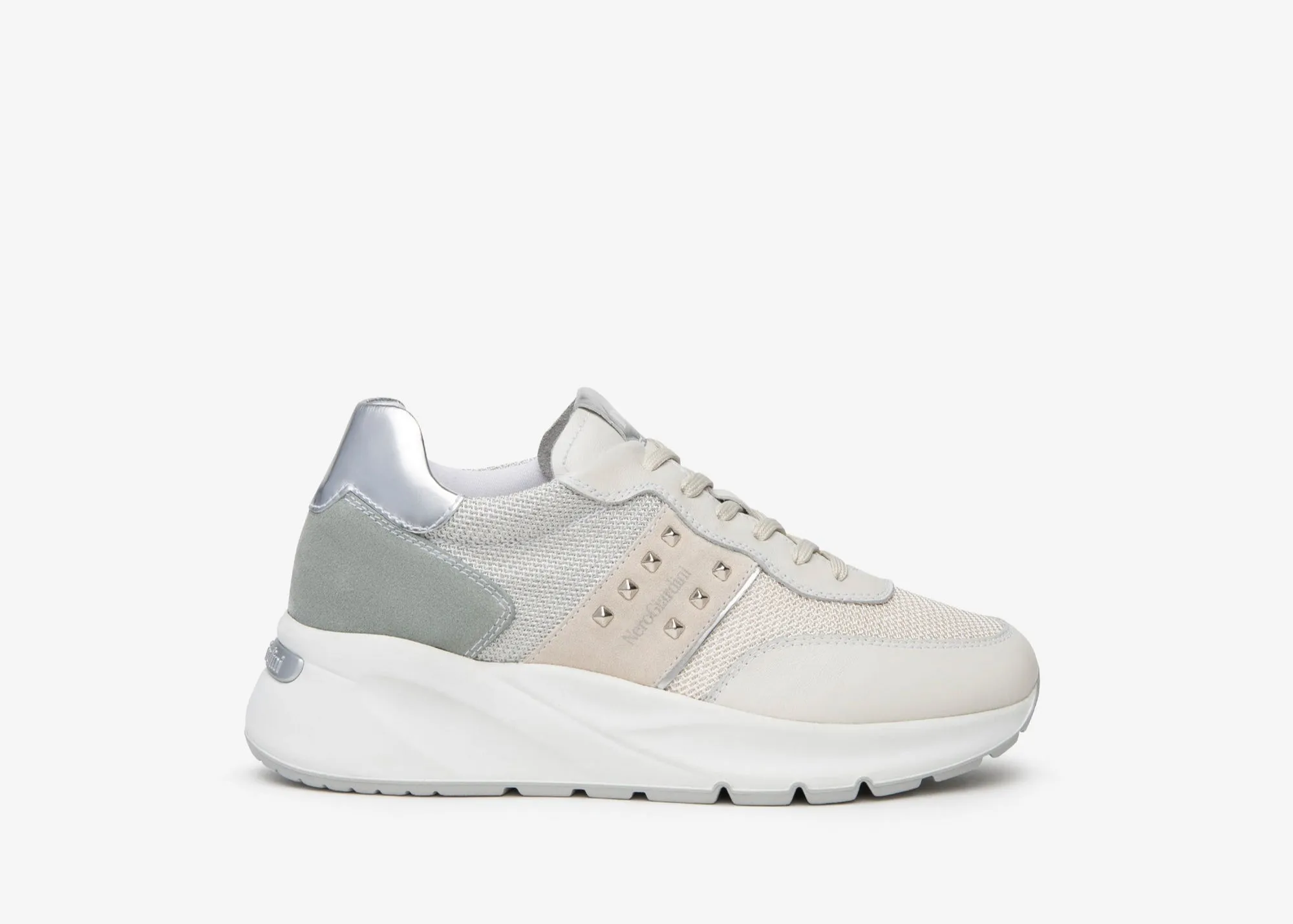 NeroGiardini White and Green Trainer|E409852D71