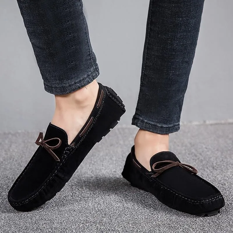 New Mens Loafers Shoe Round Toe Suede Vamp Driving Boat Shoes Lightweight Comfortable Flexible Outdoor Slip-on