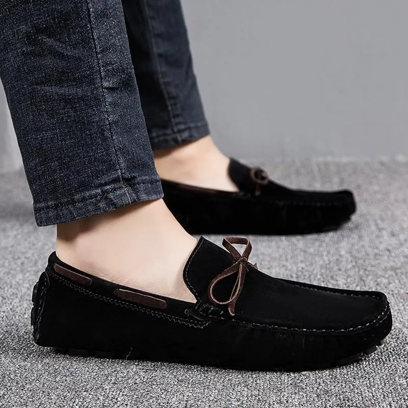 New Mens Loafers Shoe Round Toe Suede Vamp Driving Boat Shoes Lightweight Comfortable Flexible Outdoor Slip-on