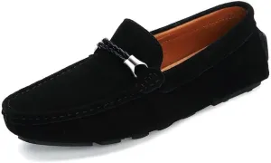New Men's Loafers Suede Vamp Round Toe Driving Moccasins Shoes Comfortable Flexible Flat Heel Outdoor Slip On