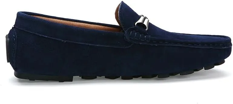 New Men's Loafers Suede Vamp Round Toe Driving Moccasins Shoes Comfortable Flexible Flat Heel Outdoor Slip On