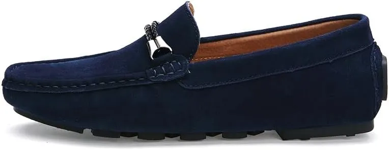 New Men's Loafers Suede Vamp Round Toe Driving Moccasins Shoes Comfortable Flexible Flat Heel Outdoor Slip On