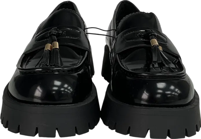Next Black Patent Chunky Tassel Loafers UK 8 EU 41 