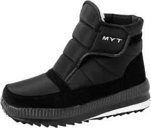 oiangi Snow Boots for Women Waterproof Fashion Round Toe Quiltied Thick Fluff Warm Flat Casual Ankle Boots Winter Solid Outdoor Non-slip Platform Shoes