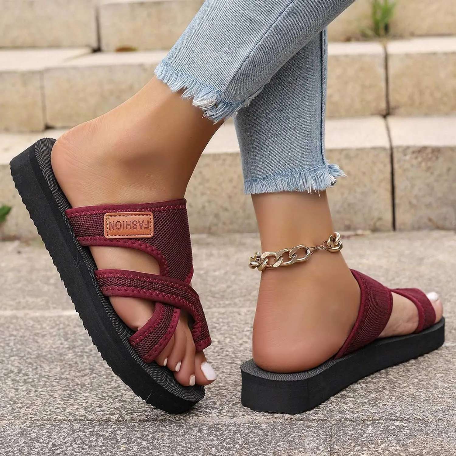 Orthopedic Sandals for Women, Women's Hollow Mesh Slide Sandal with Arch Support Comfortable Beach Womens Summer Shoes