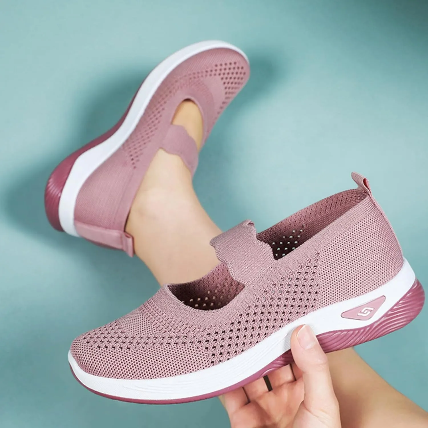 Orthopedic Shoes for Women Walking Shoes Comfortable Breathable Knit Slip On Sneakers Soft Orthopedic Slip-On Indoor Outdoor Casual Shoe Lightweight Wide Width Soft Sole Arch Support Non-Slip Shoe