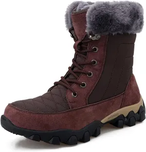 Outdoor Warm Snow Boots, Winter Comfortable Fur Lined Warm Slip on Mens Waterproof Ankle Boots, for Casual Walking Soft Ankle Booties Hiking Shoes