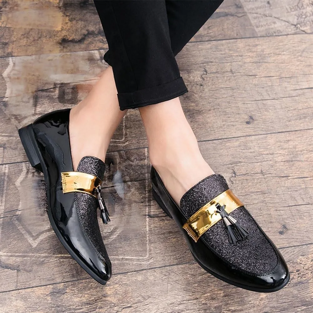 Patent Leather Loafers Men Dress Shoes Leather Italian Oxford Shoes for Men Wedding Dress Formal Slip on Shoes Men Office