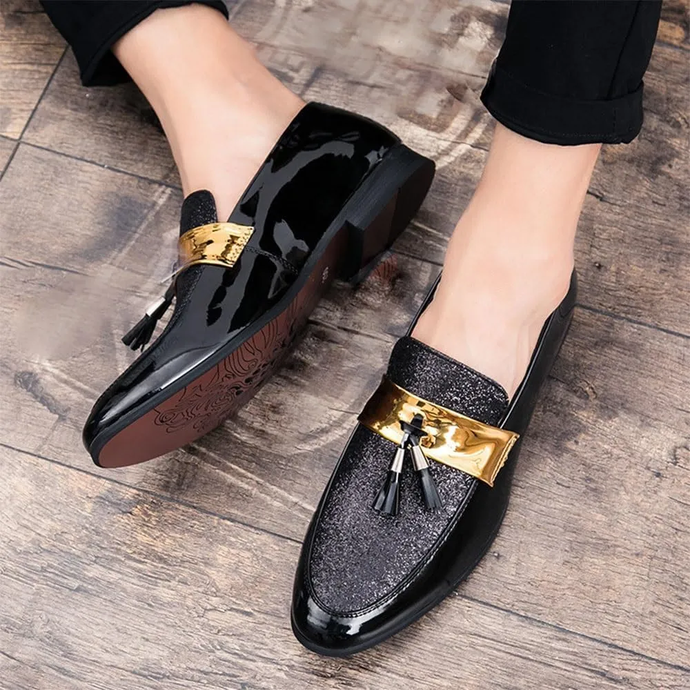 Patent Leather Loafers Men Dress Shoes Leather Italian Oxford Shoes for Men Wedding Dress Formal Slip on Shoes Men Office