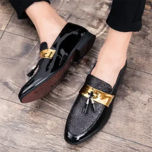 Patent Leather Loafers Men Dress Shoes Leather Italian Oxford Shoes for Men Wedding Dress Formal Slip on Shoes Men Office
