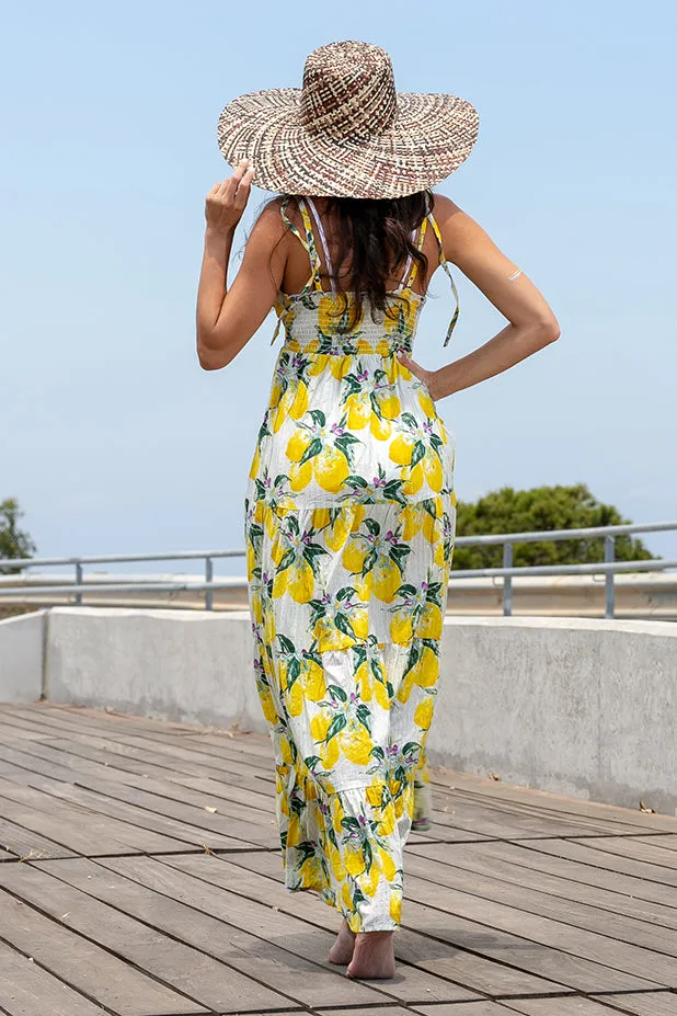 Queencii - Dress Lemons White Yellow Multicolor