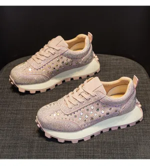Rhinestone Thick-Sole Sneakers
