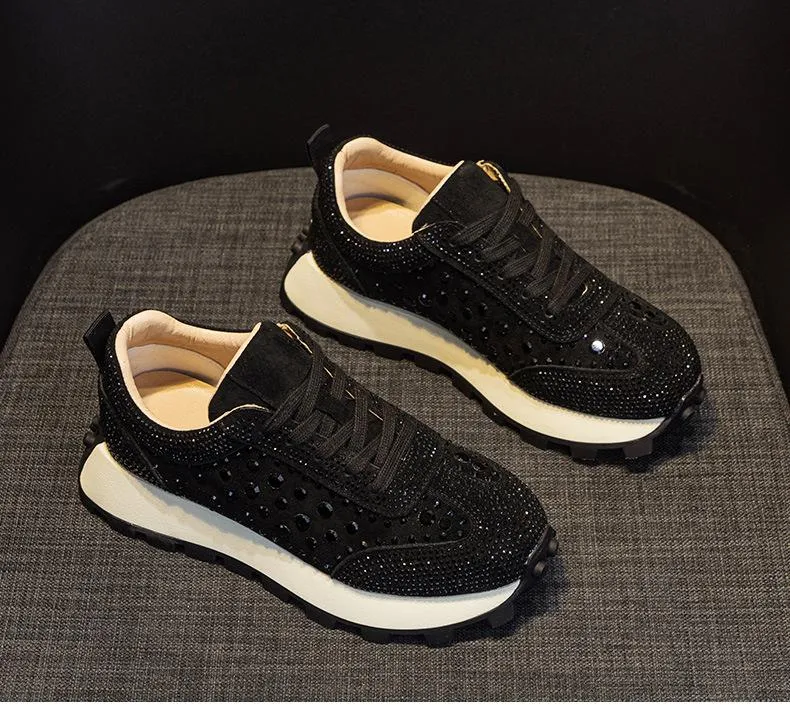 Rhinestone Thick-Sole Sneakers