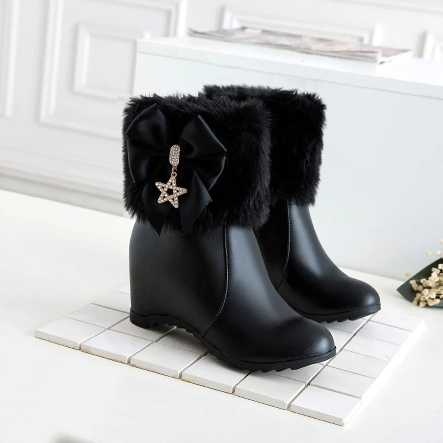 SBGMoSJ Slip on Winter Boots for Women Waterproof Snow Womens Cute Winter Ankle Boots Winter Boots for Women 2023 Womens Waterproof Snow Walking Boots Botas De Invierno Para Mujer Blancas