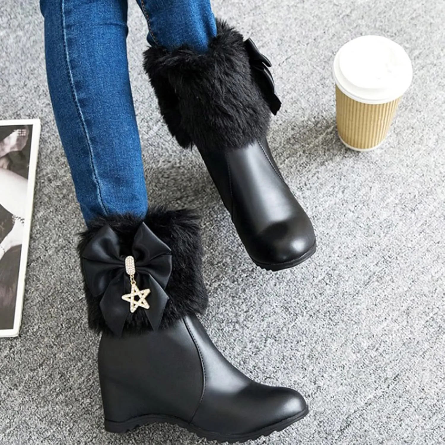 SBGMoSJ Slip on Winter Boots for Women Waterproof Snow Womens Cute Winter Ankle Boots Winter Boots for Women 2023 Womens Waterproof Snow Walking Boots Botas De Invierno Para Mujer Blancas