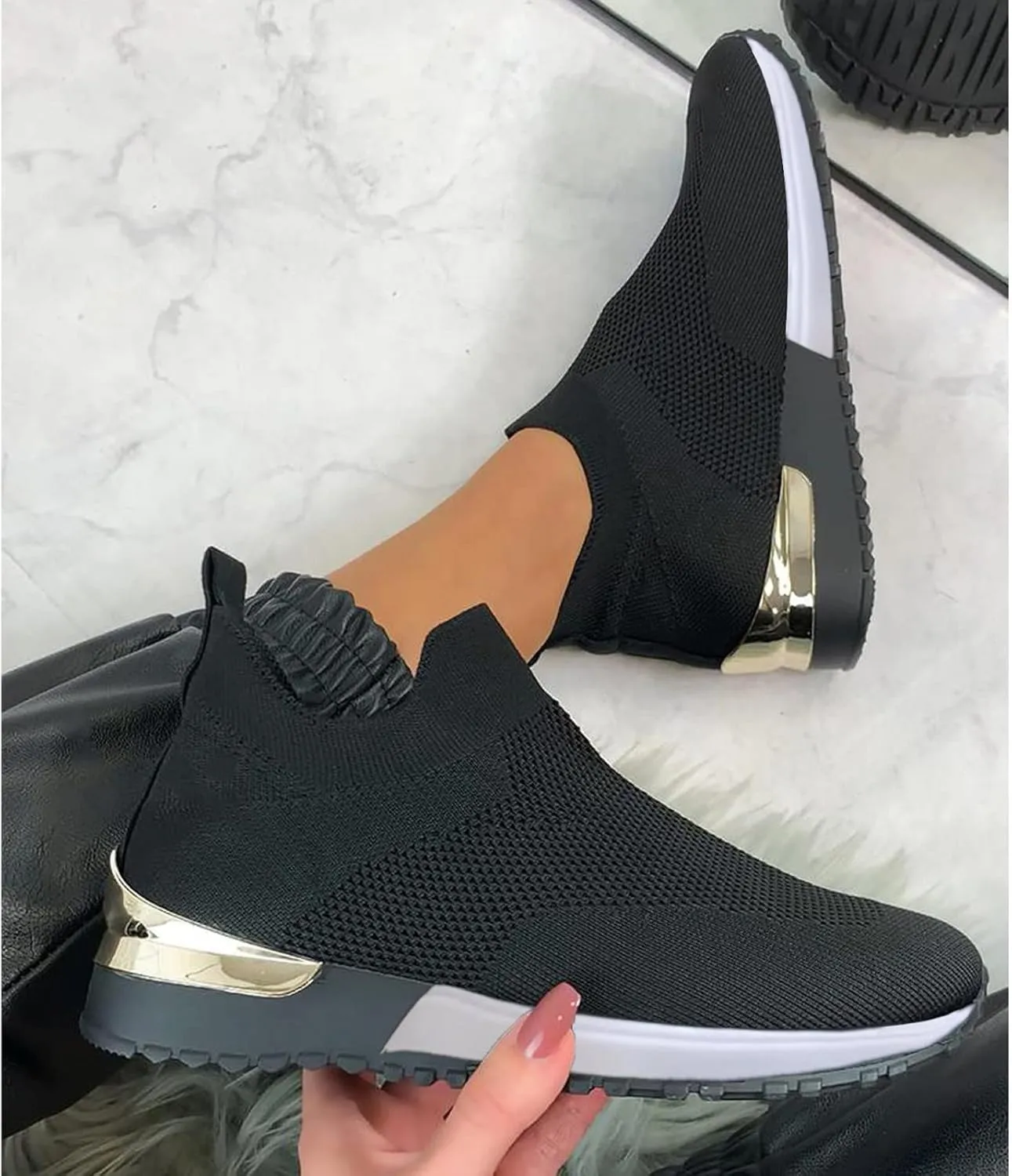 SBGMoSJ Sneakers for Women Size 8 Wide Women's Slip On Tennis Shoes Size 8 Womens White Slip On Sneakers Size 8 Platform Sneakers for Women Fashion Tan Zapatos para Mujer CModos Con Plataforma
