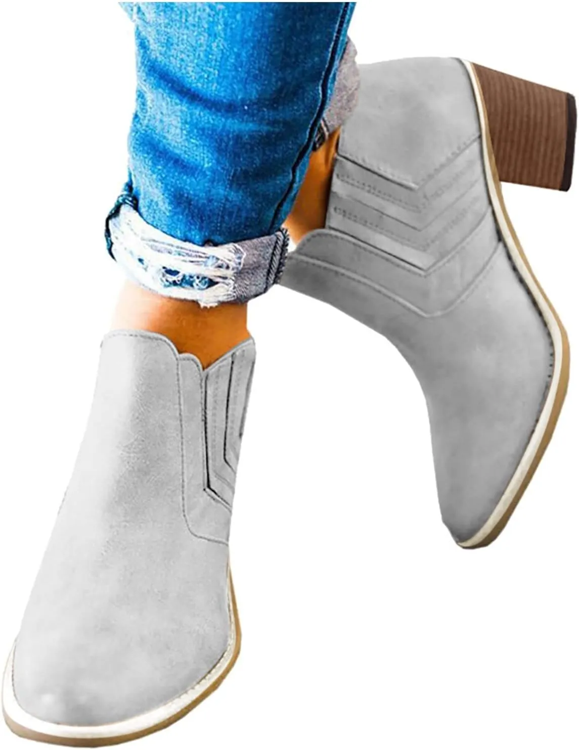 SBGMoSJ Womens Ankle Boots Low Heel Orthopedic Wide Width Dress Booties for Women Plus Size Ankle Boots for Women Size 9.5 Wide Black Booties with Silver Studs Women Black Ankle Boots Flat