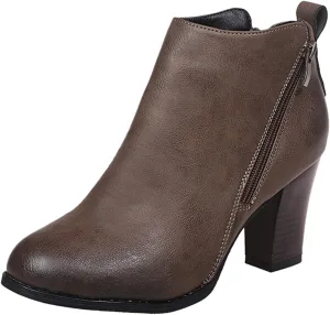 SBGMoSJ Womens Ankle Boots White Ankle Cowgirl Boots for Women Womens Leather Ankle Boots Heel Brown Leather Wedge Booties for Women Ankle Boot Women Comfort