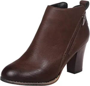 SBGMoSJ Womens Ankle Boots White Ankle Cowgirl Boots for Women Womens Leather Ankle Boots Heel Brown Leather Wedge Booties for Women Ankle Boot Women Comfort