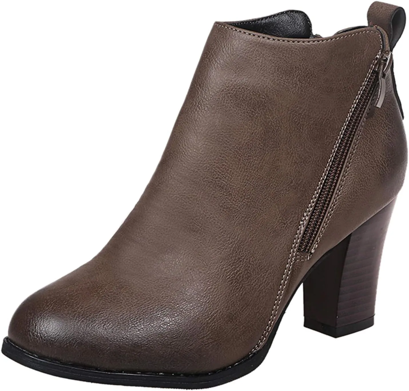 SBGMoSJ Womens Ankle Boots White Ankle Cowgirl Boots for Women Womens Leather Ankle Boots Heel Brown Leather Wedge Booties for Women Ankle Boot Women Comfort