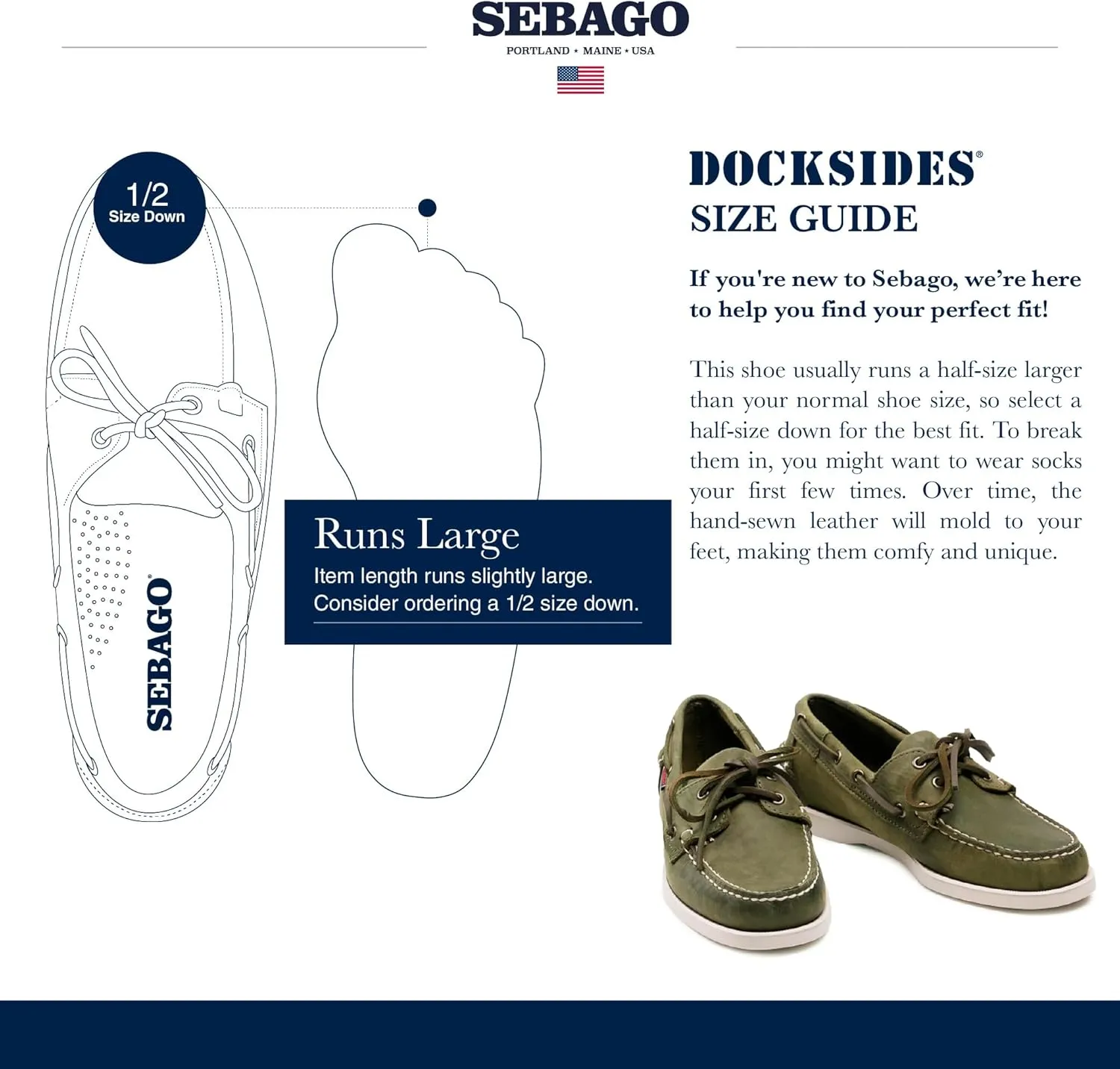 Sebago Portland Crazy H Boat Shoes - Patterned & Distressed Waxed Leather Mocassins with Leather Sock Lining & Non-Marking, Non-Slip Rubber Outsoles
