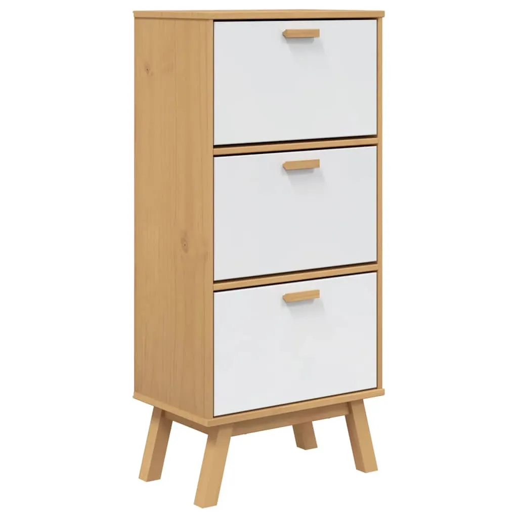 Shoe Cabinet OLDEN White and Brown 55x35x120cm Solid Wood Pine