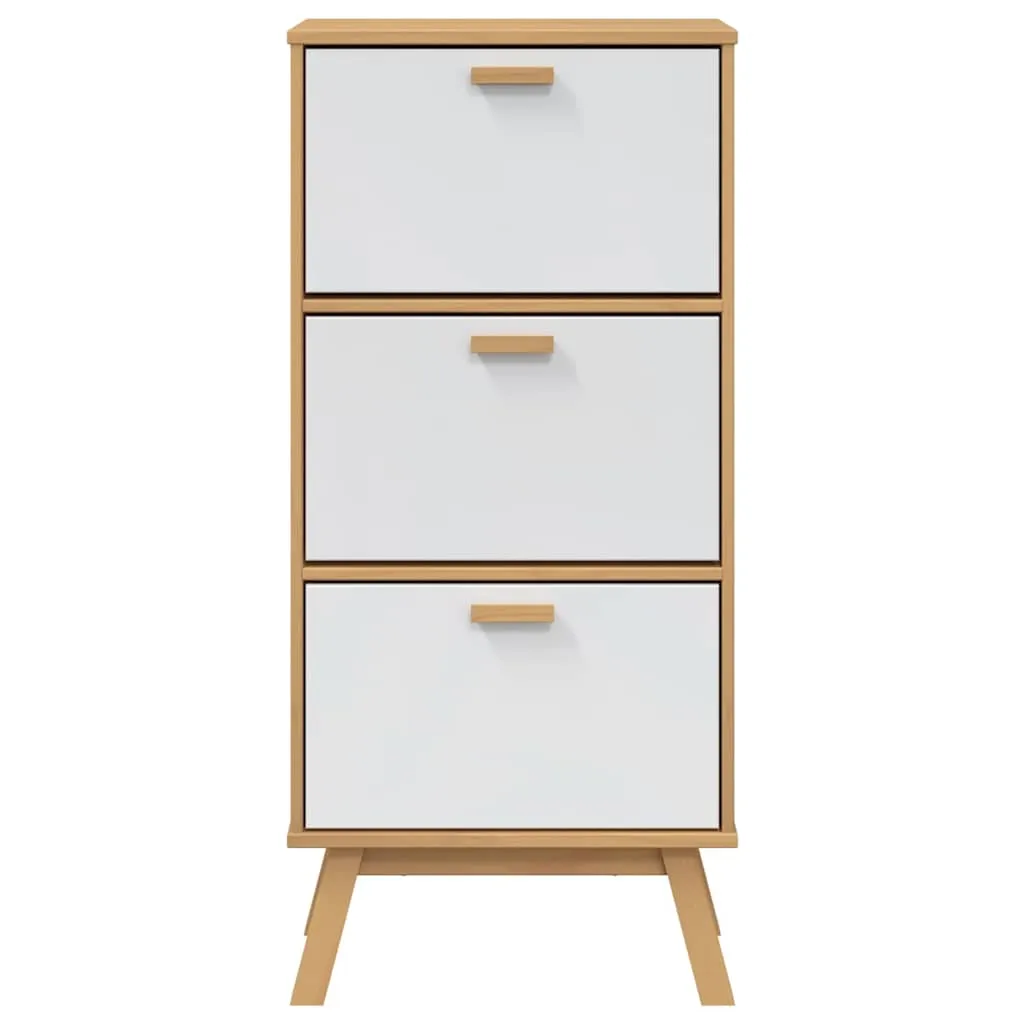 Shoe Cabinet OLDEN White and Brown 55x35x120cm Solid Wood Pine