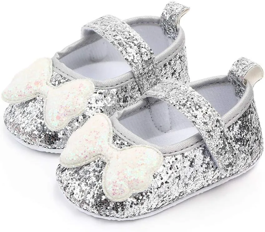 Shoes for Girls Indoor Walking Shoes Girls Bow-Knot Shoes Baby Soft-Soled Infant Princess Baby Shoes White Shoes