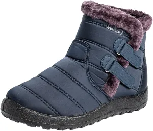 Short Winter Boots Extra Wide for Women Waterproof Snow Womens Black Snow Boots Wide Waterproof Snow Boots Women Wide Width Winter Women Boots Low Heel Waterproof Womens Boots Tall