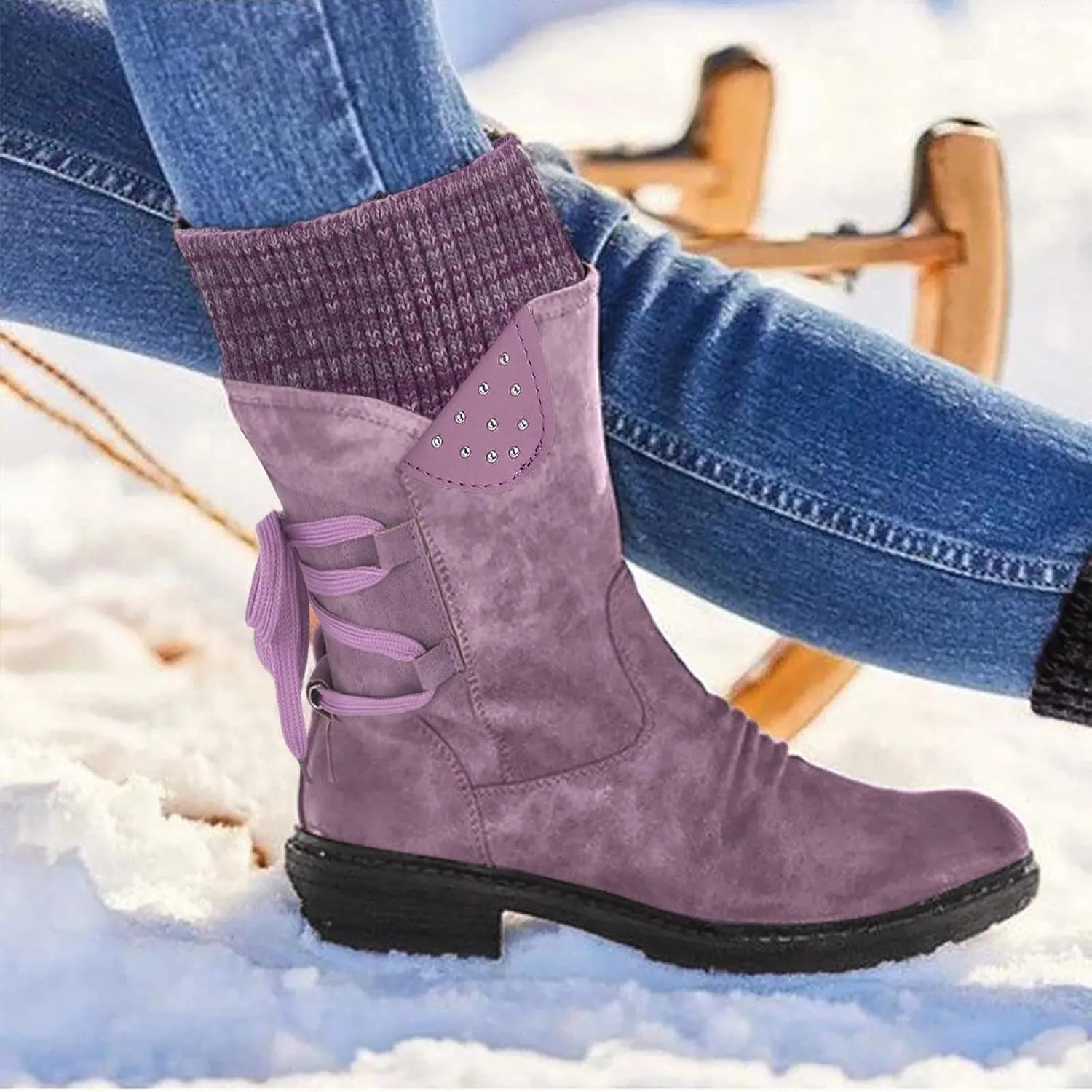 Short Winter Boots for Women Puffer Snow Boots for Women Size 9 Winter Boots Women Size 8 Womens Ankle Boots Low Heel Waterproof Winter Boot for Women Lightweight