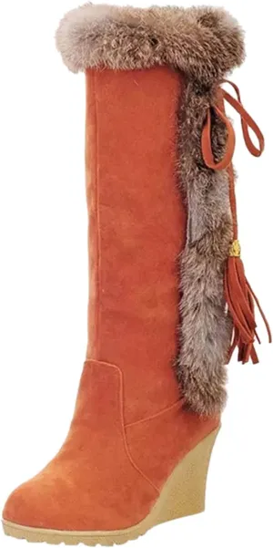 Slip on Winter Boots for Women Cute Womens Winter Boots Size 12 Wide Width Women Winter Boots Waterproof Cold Weather Women's Black Winter Boots with Wedge Heel Botas Impermeables Para Invierno Mujer