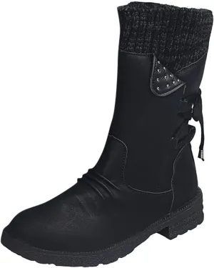 Slip on Winter Boots for Women Cute Womens Winter Boots Size 12 Wide Width Women Winter Boots Waterproof Cold Weather Women's Black Winter Boots with Wedge Heel Botas Impermeables Para Invierno Mujer