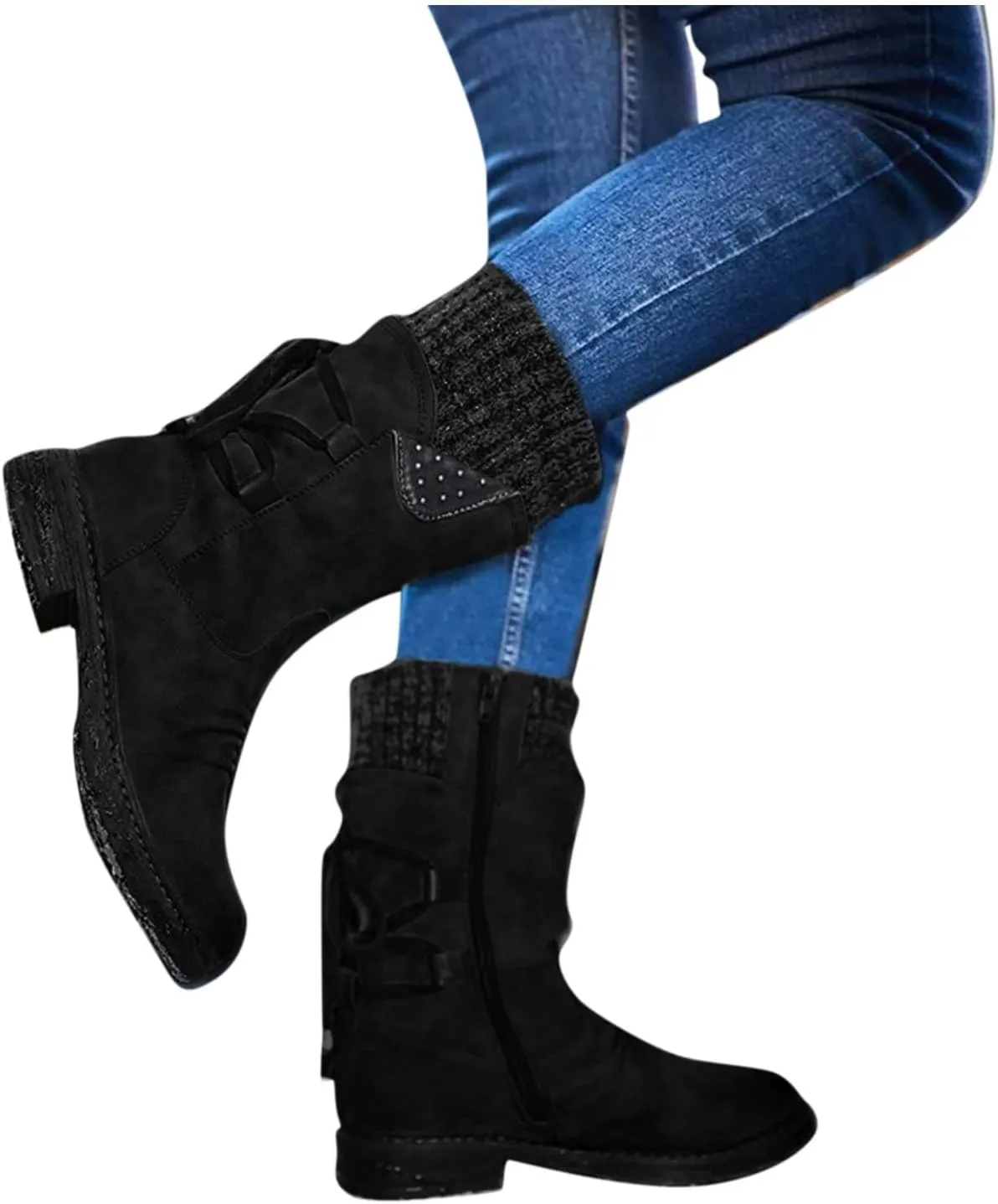 Slip on Winter Boots for Women Cute Womens Winter Boots Size 12 Wide Width Women Winter Boots Waterproof Cold Weather Women's Black Winter Boots with Wedge Heel Botas Impermeables Para Invierno Mujer