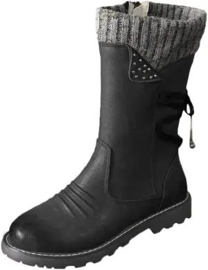 Slip on Winter Boots for Women Tall Womens Tall Waterproof Rubber Boots R Warm for Snow Women's Leather Winter Boots White Snow Boots Waterproof Calf Botas De Invierno Para Mujeres Bajitas