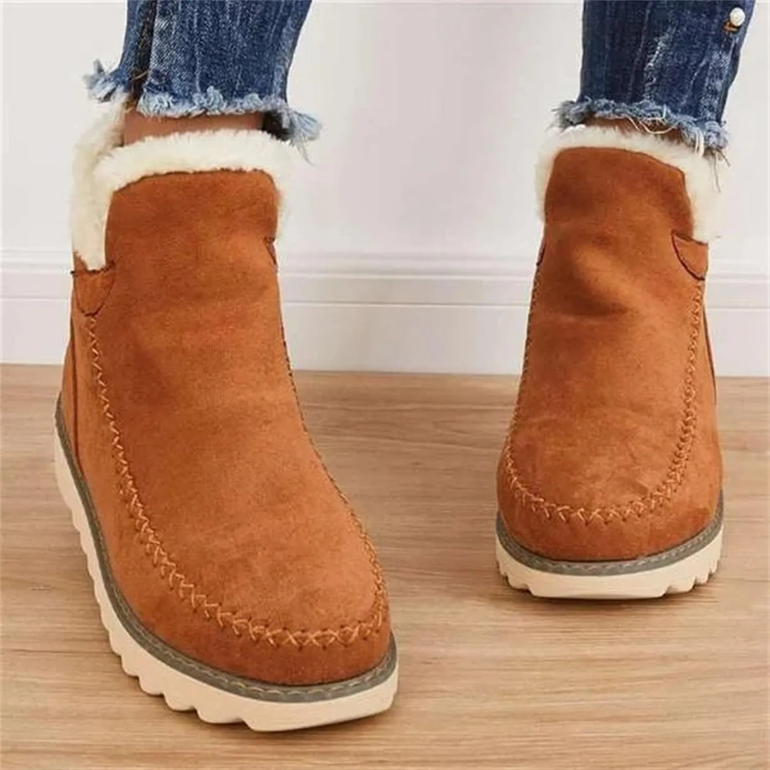 Slip on Winter Boots for Women Waterproof Womens Snow Boots Waterproof Insulated Cute Dark Brown Winter Boots for Women Waterproof Winter Boots Womens Wide Width Snow Shoes for Women Wide Width