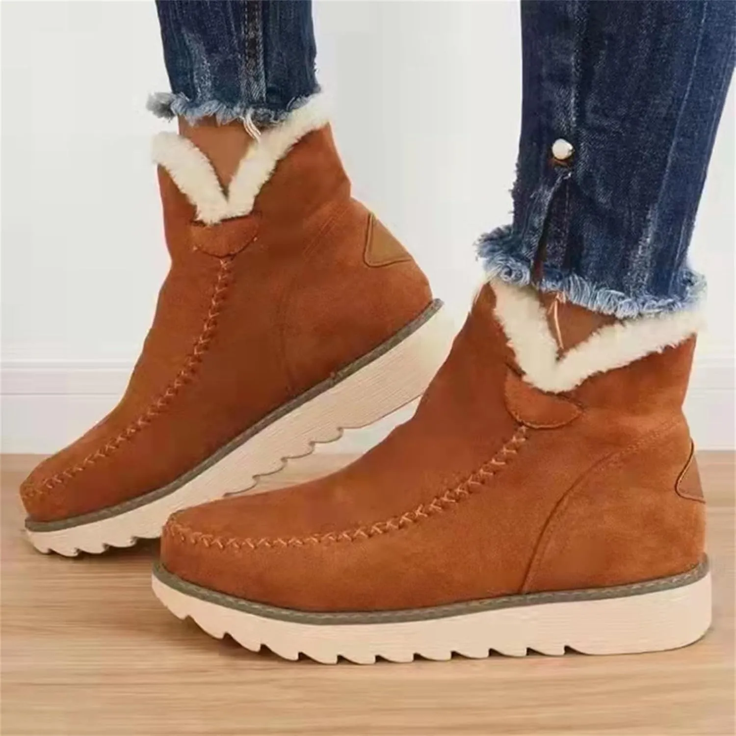 Slip on Winter Boots for Women Waterproof Womens Snow Boots Waterproof Insulated Cute Dark Brown Winter Boots for Women Waterproof Winter Boots Womens Wide Width Snow Shoes for Women Wide Width