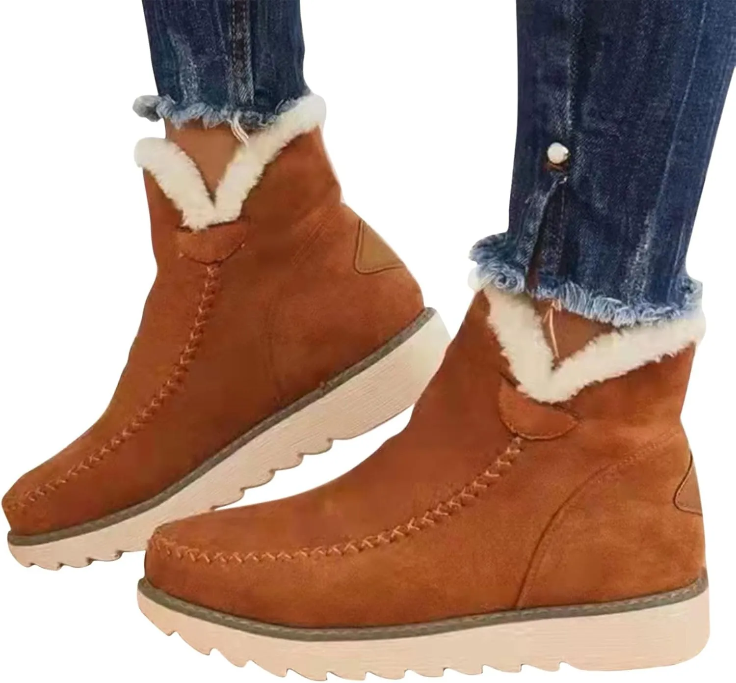 Slip on Winter Boots for Women Waterproof Womens Snow Boots Waterproof Insulated Cute Dark Brown Winter Boots for Women Waterproof Winter Boots Womens Wide Width Snow Shoes for Women Wide Width