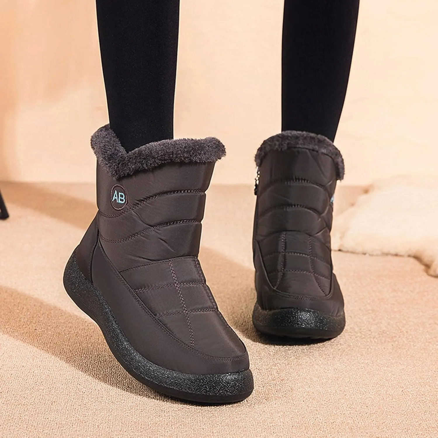 Slip on Winter Boots for Women Wide Width Women's Snow Boots Ankle Short Fur Boots Fur Boots for Women Winter Platform Winter Boots Womens Wide Width Botas De Invierno