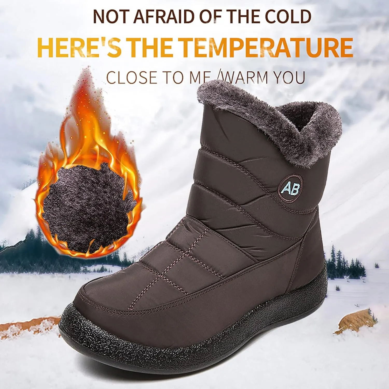 Slip on Winter Boots for Women Wide Width Women's Snow Boots Ankle Short Fur Boots Fur Boots for Women Winter Platform Winter Boots Womens Wide Width Botas De Invierno