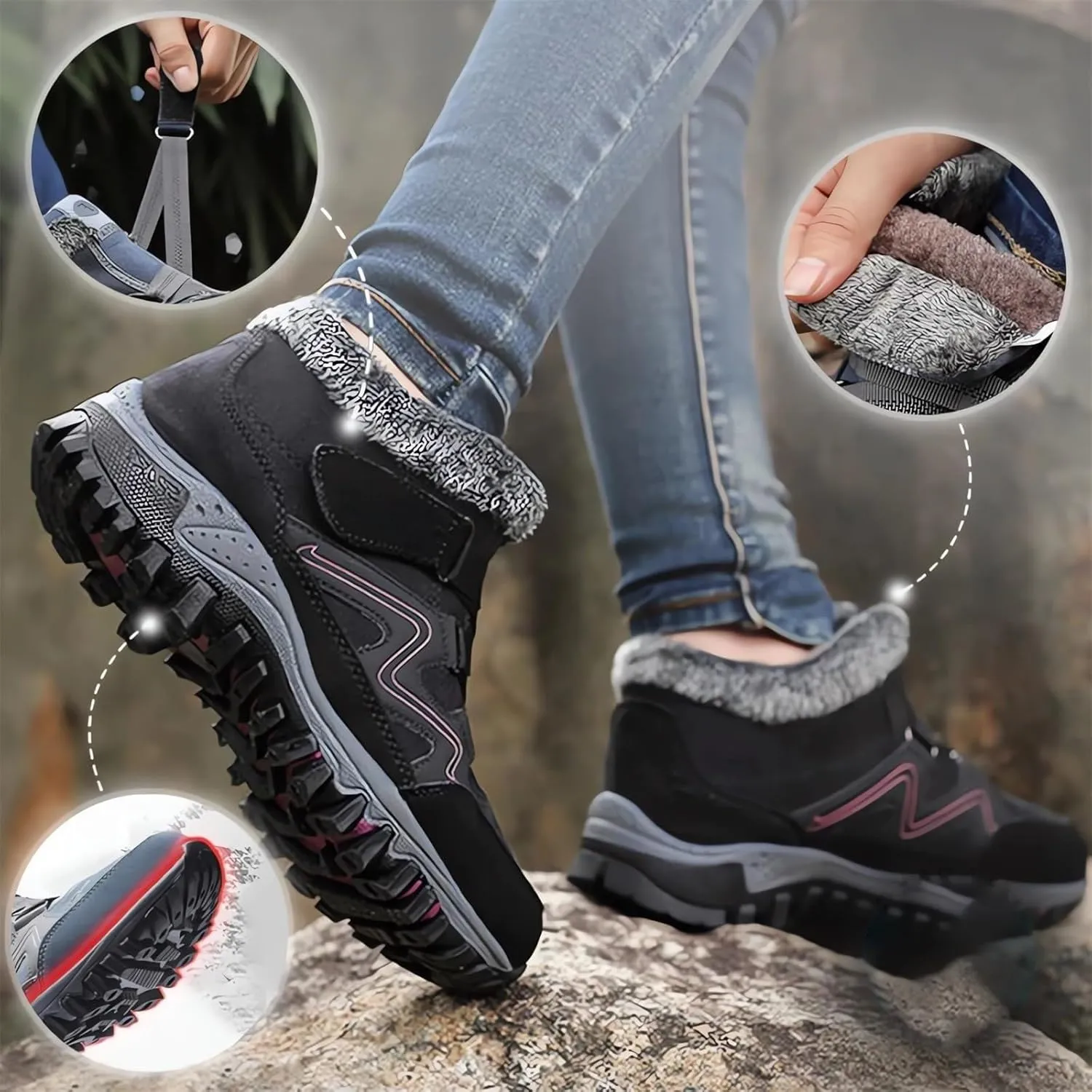 Slip on Winter Boots for Women Wide Winter Snow Boots Women Size 8 Woman Winter Boots Wide Warm Winter Boots for Women 2023 Trendy Womens Winter Hiking Boots Wide Width