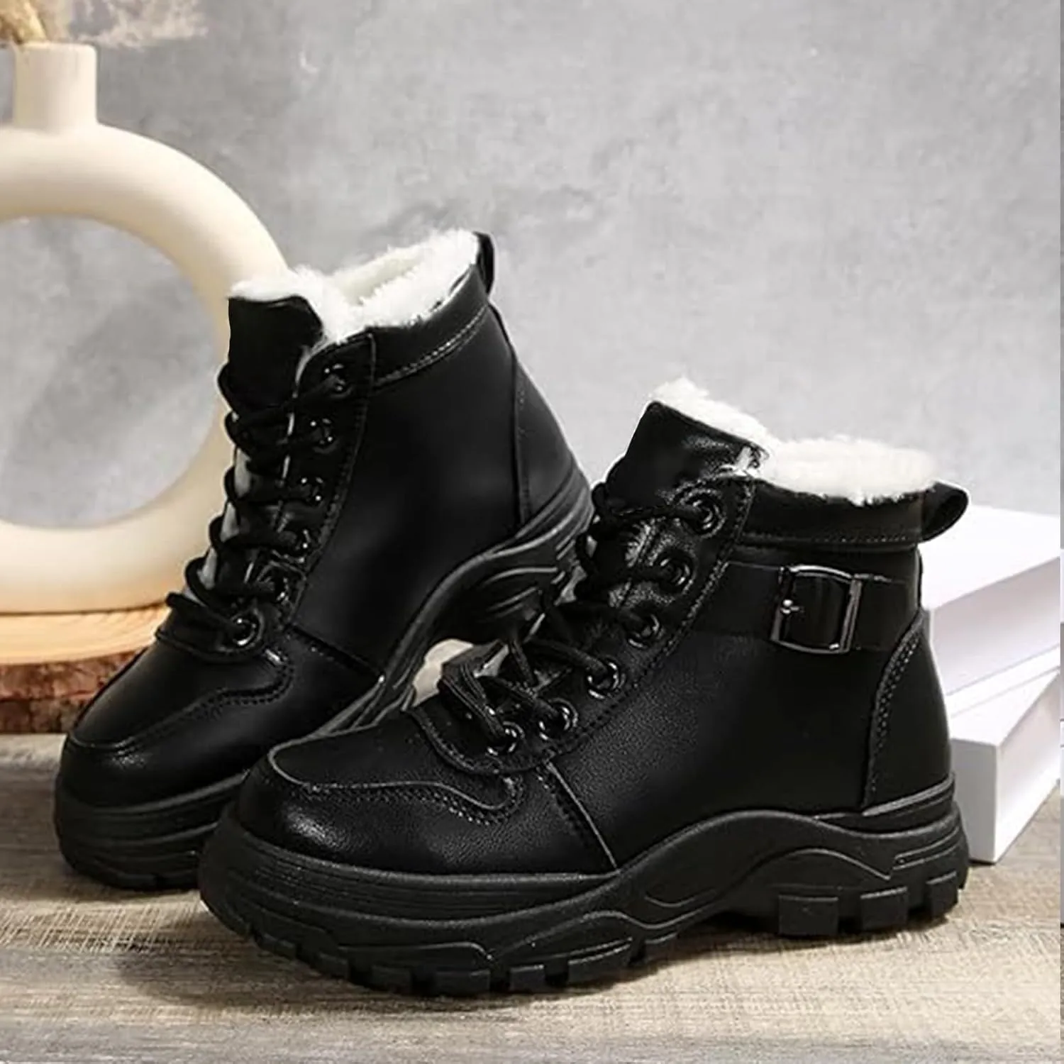 Snow Ankle Boots For Men Fu Lined Non-Slip Hiking Boots Women aterproof Winter Walking Shoes For Men