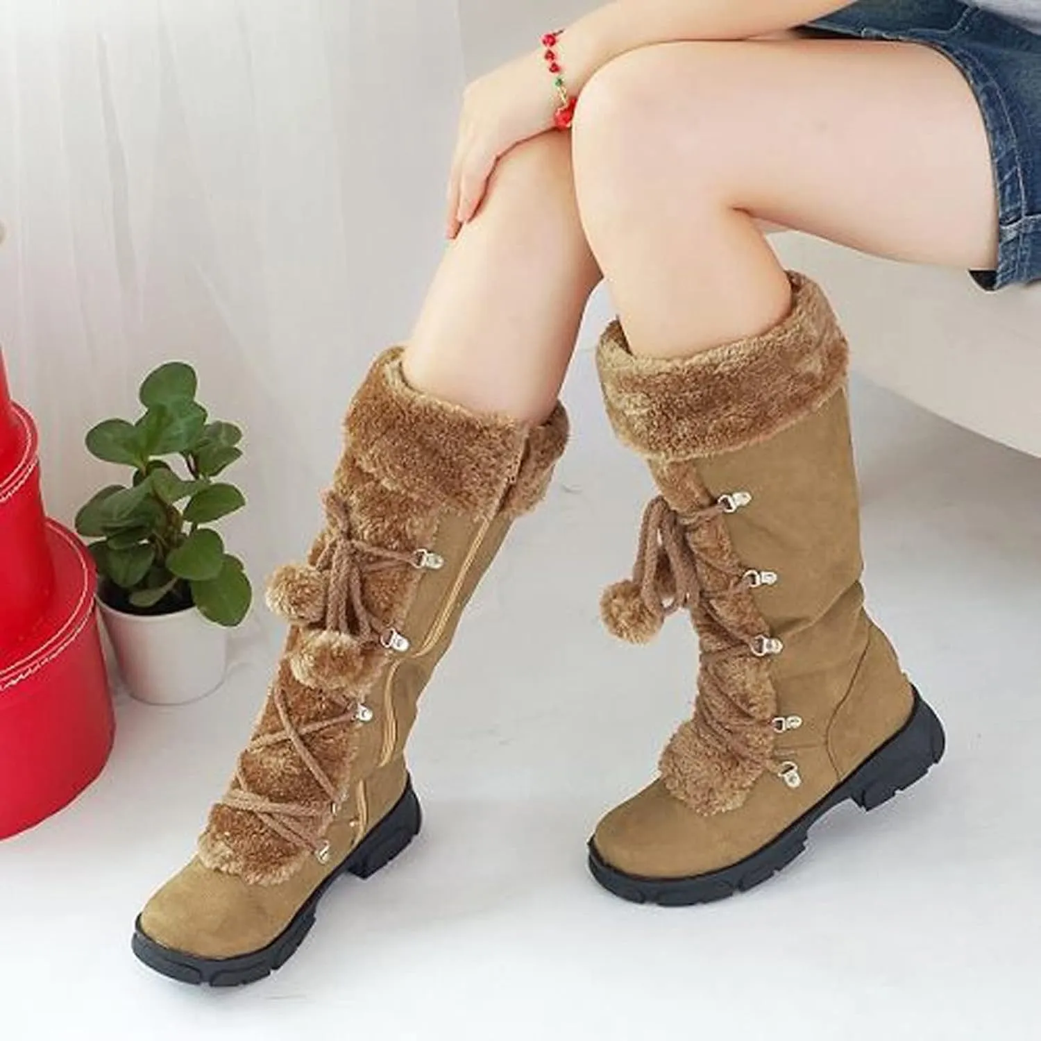 Snow Boot for Women Winter Snow Boots Women Size 10 Womens Winter Booties Waterproof Womens Waterproof Insulated Rubber Hunting Boots Botas De FrO Para Mujer Elegantes