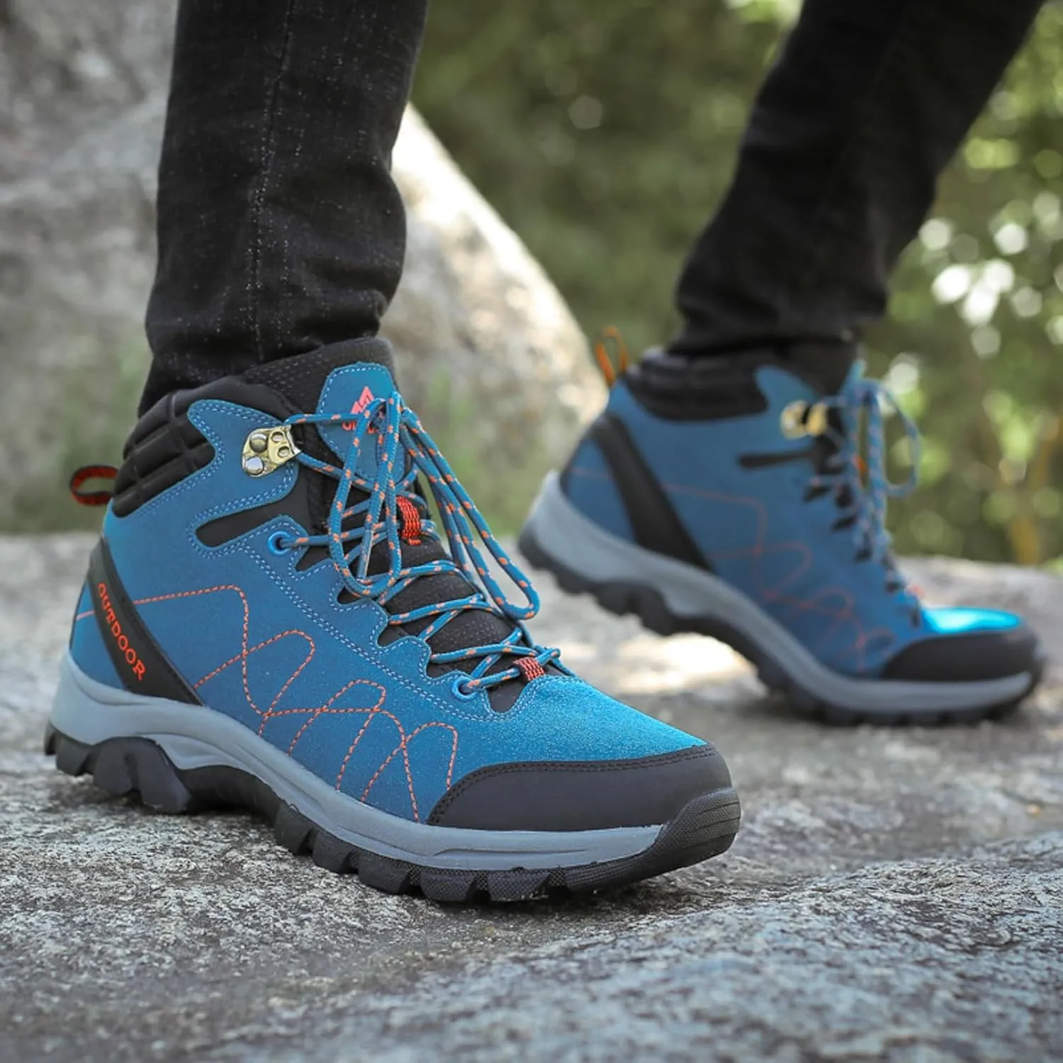 Snow Boots for Men Warm Faux Furry Lined Footwear Waterproof Outdoor Comfort Winter Boots Slip on Ankle Booties Non-slip Hiking Walking Boots