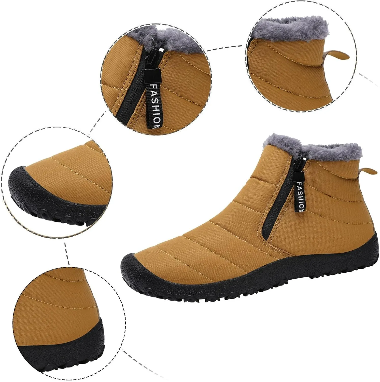 Snow Boots for Men Waterproof Winter Boots Anti-slip Fur Lined Booties Winter Casual Slip on Ankle Boots Comfortable Winter Shoes Trekking Hiking Boots