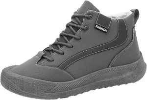 Snow Boots for Men Waterproof Winter Boots Fully Fur Lined Booties Slip on Outdoor Ankle Boots Lace Up Lightweight Walking Hiking Boots