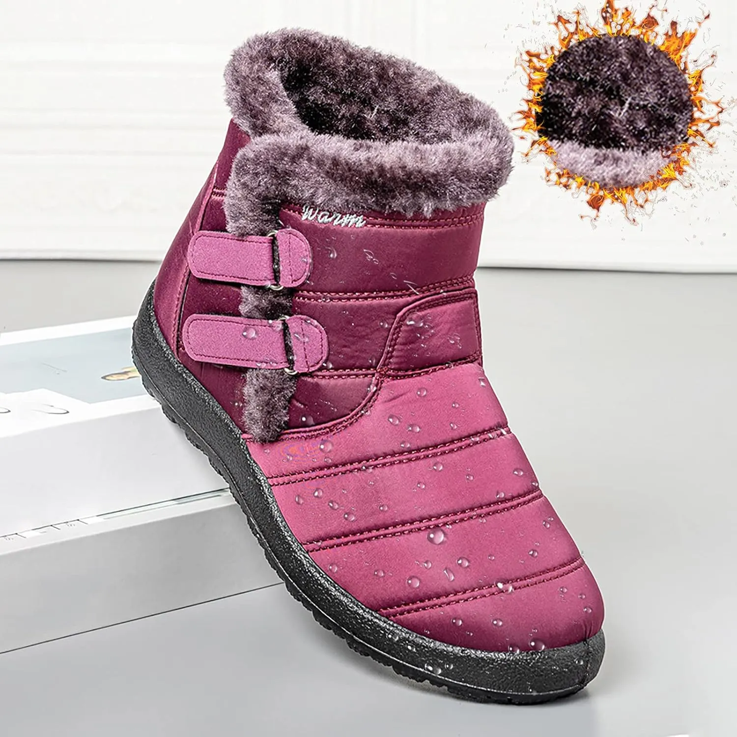 Snow Boots for Women Waterproof Anti-slip Winter Boots Classic Fully Fur Booties Winter Warm Outdoor Ankle Boots Ladies Walking Hiking Booties