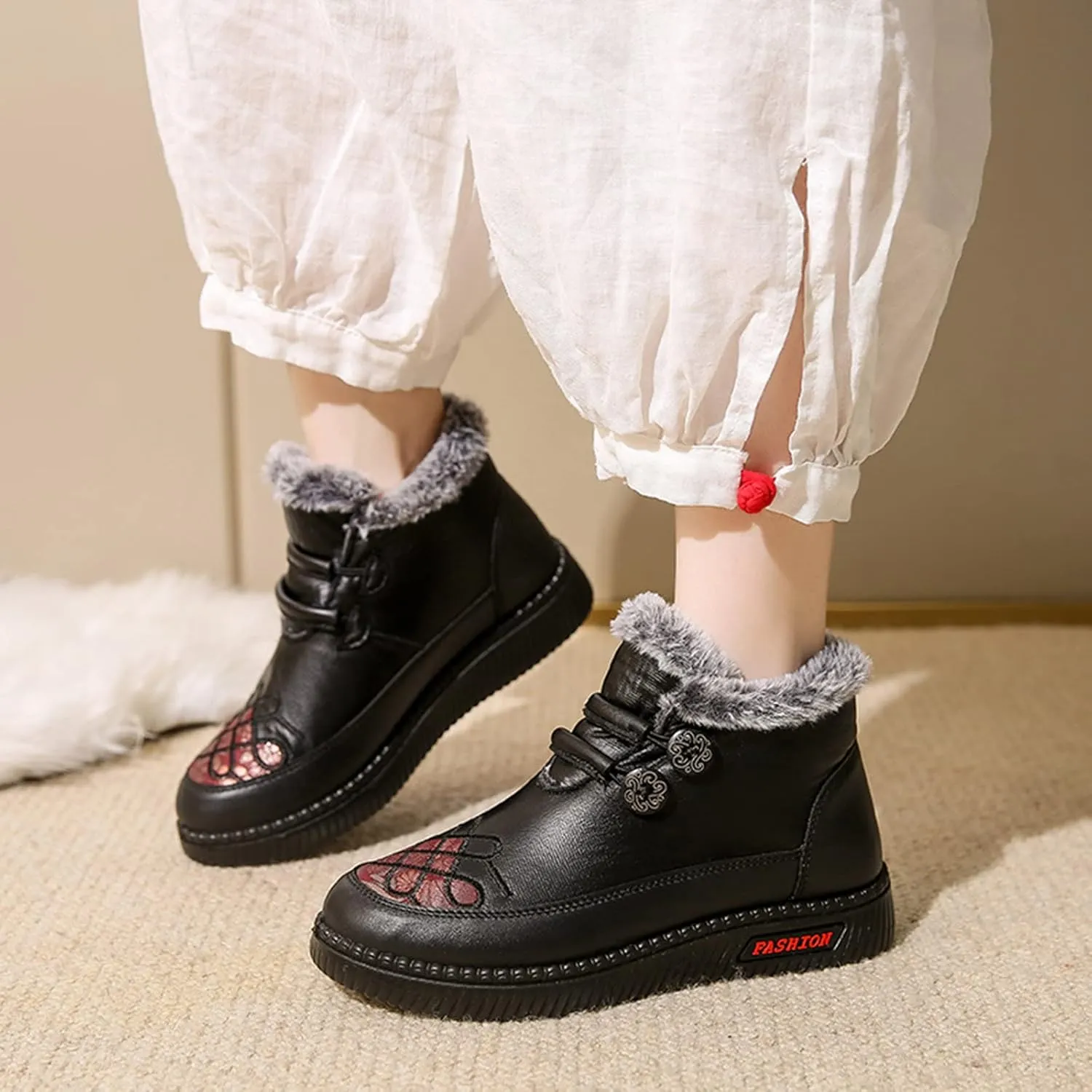 Snow Boots for Women Waterproof Wide Womens Boots Winter Ankle Snow Boots Womens Tall Woman Winter Leather Knee High Winter Boots Botas De Invierno Para Mujer Contra El Agua